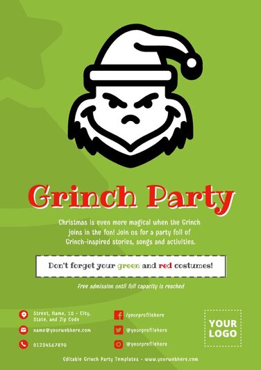 Edit a Grinch party flyer